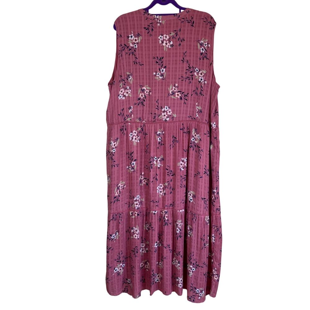 J. Jill Sz 3X NWT Dusty Rose Tiered Floral Sleeveless Rayon Maxi Dress - Picture 5 of 16